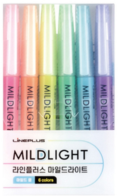 라인플러스 마일드라이트 형광펜 색상선택, 마일드쿨 6색 세트 3개