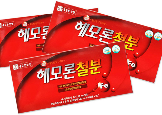 푸마르산제일철 헴철 기반 비타민C B군 배합 정제형 CK-D, 120회분, 3개