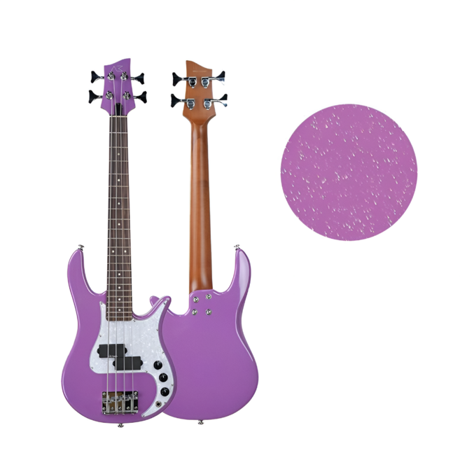 전문가셋업 MINI GROOVE T 미니 베이스 기타 33인치 숏스케일 로스티드 메이플 (풀패키지), 1개, 메탈 퍼플, MGT