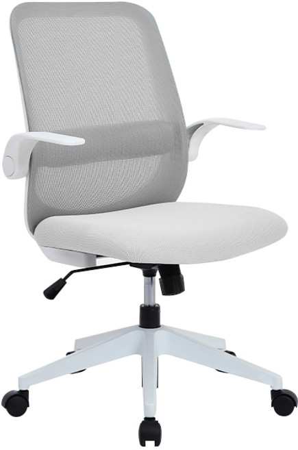 網布主管椅 白色滾輪 可調式扶手, 灰色