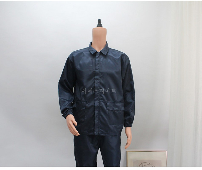 [제전복 긴팔상의] Y카라 네이비 작업복 크린룸용 방진복 크린룸복 정전기방지 무진복 반도체, 1개