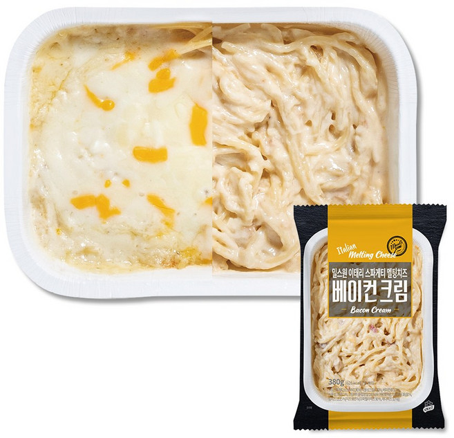 밀스원 이태리 치즈 즉석 스파게티 전자레인지 파스타 380g 1인분 (냉동) 베이컨크림 3팩 6팩, 3개