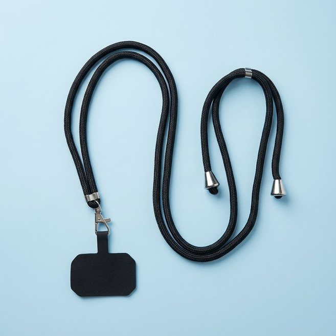 haru플랜 스마트폰 핸드폰 목걸이 크로스 줄 스트랩 길이조절 어깨걸이 소매치기방지 튼튼한 도난방지, 1개, 블랙