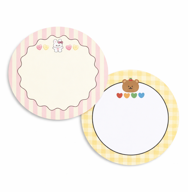 원형 메모 스티커 선물 포장 어린이집 답례품 단체 어린이 생일 축하 유치원 60매 [핑크30 옐로우30]