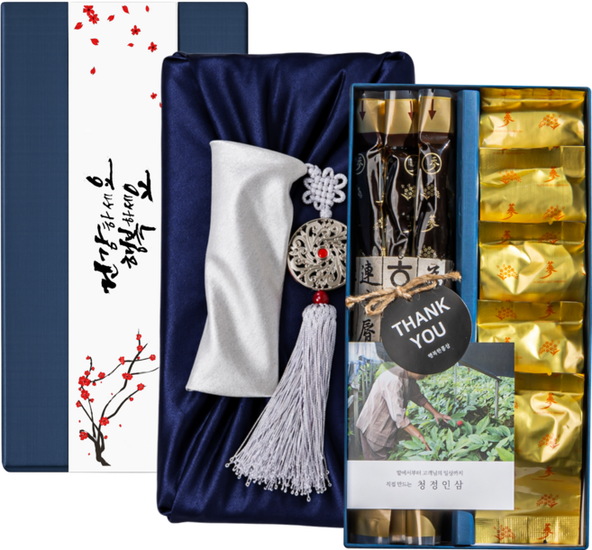 국산 고려 홍삼 정과100g+홍삼 절편100g 답례품 선물 세트 보자기(네이비+노리개)+쇼핑백, 200g, 1개, 건강하세요행복하세요