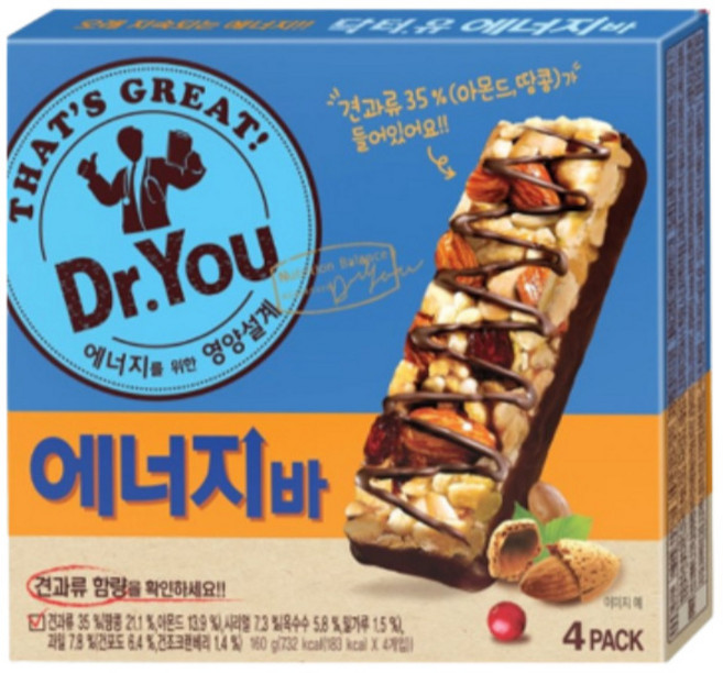 오리온 닥터유 에너지바 160g(40gX4개) 5통, 160g, 5개