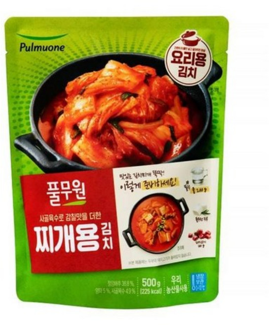 국내산 재료 반찬 풀무원 사골 육수 찌개 용 숙성 요리 김치, 500g, 1개