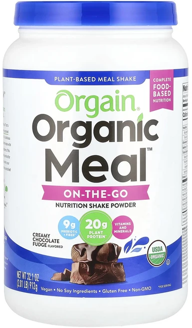 새해 건강을 선물하세요 Orgain Organic Meal™ 휴대용 셰이크분말 식물성 셰이크분말 크리미 초콜릿 퍼지 912g(2.01lb) 특별관리진행, OrgainOrganicMeal휴대용셰이크분말식물성셰이, 912g, 1개 - 쿠팡