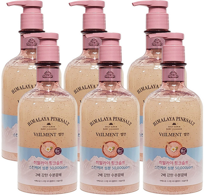 벨먼 스파 수분광채 스크럽 바디워시 히말라야 핑크솔트, 580ml, 6개
