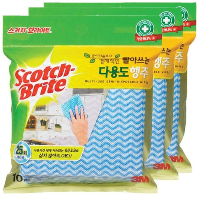 스카치브라이트 빨아쓰는 다용도 행주 겸 청소포 100매, 10개입, 3개