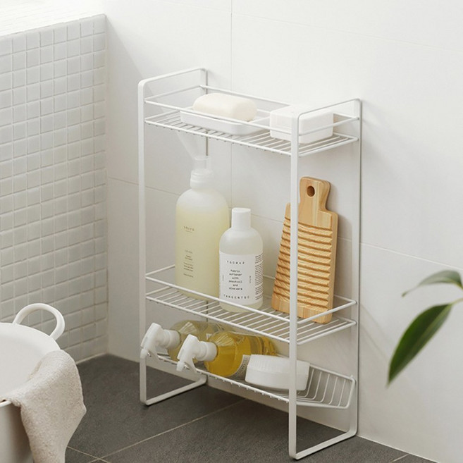 Qiaokao 다용도 스탠드 선반 3단, 1개, 화이트