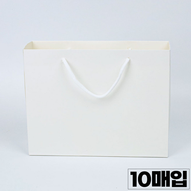 세모쇼핑백 튼튼한 고급 쇼핑백 10매입 선물용 종이가방 10p 무지쇼핑백 두꺼운 종이백 15종, 화이트@10매입@