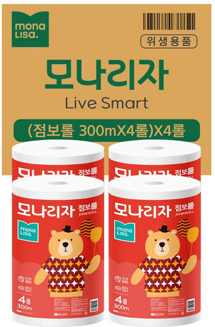 모나리자 점보롤 300m 녹스 1박스, 16롤