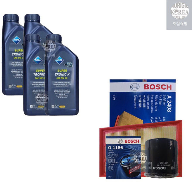 뉴SM3(L38) 1.6 가솔린 아랄 수퍼트로닉 K 5W30(4L)/SP 엔진오일+필터 세트 1186-2408, 4L, 5w30, 1개