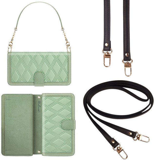 갤럭시 S25울트라 케이스 SM-S938N 가죽 뉴스칼콤 (지퍼-콜라보) (손목 스트랩 줄 + 심플롱 목걸이) 카드 지폐 수납 포켓 지갑 커버