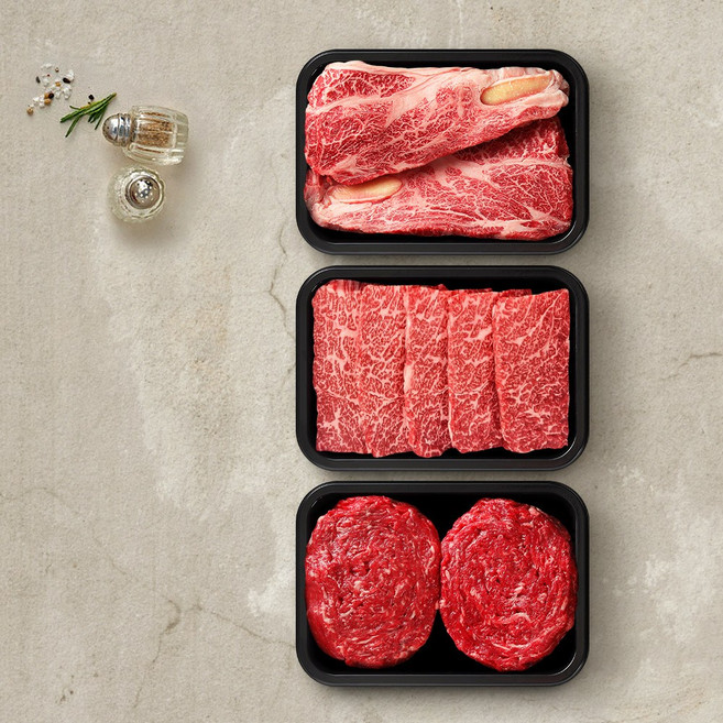 [투뿔한소] 1++한우 모둠한판 (등심 300g+특수 300g+불고기 300g), 1개