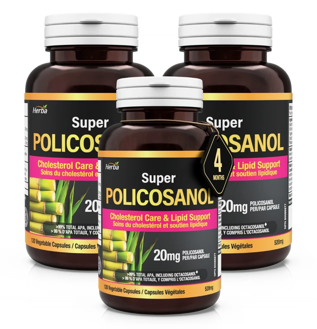 폴리코사놀 20mg 120식물성캡슐 옥타코사놀 62.56%함유 슈퍼 Policosanol 허바 캐나다, 3개, 120정 - 쿠팡