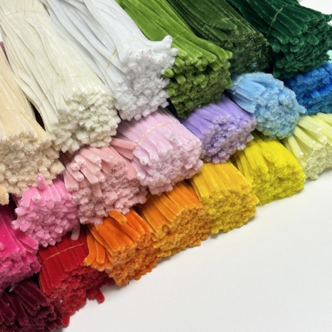 (모루철사 100개) 모루꽃 만들기 수업 부자재 공예철사 재료 털철사 준비물 돌봄교실 방과후 단체수업, 연핑크, 1개