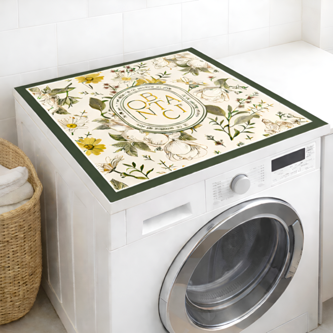 라피레인 건조기커버 세탁기건조기냉장고 방수커버 덮개 대형 가전커버, 흰꽃