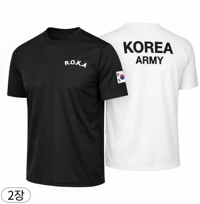 아소트 남녀공용 냉감 통기성 메쉬 로카티 코리아 아미 ROKA 반팔 티셔츠 2장세트