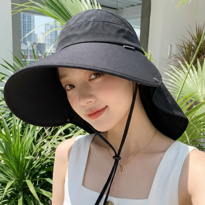 메일라 와이드 버킷햇 챙넓은 햇빛가리개 모자 양볼 커버 UV차단 스트랩 썬캡