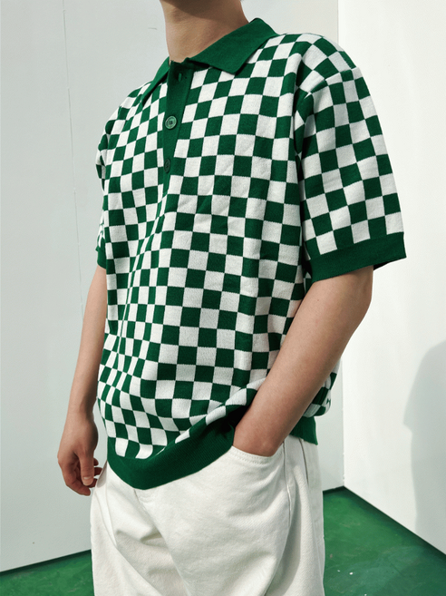 [unisex] 체크보드 카라니트 (3color)