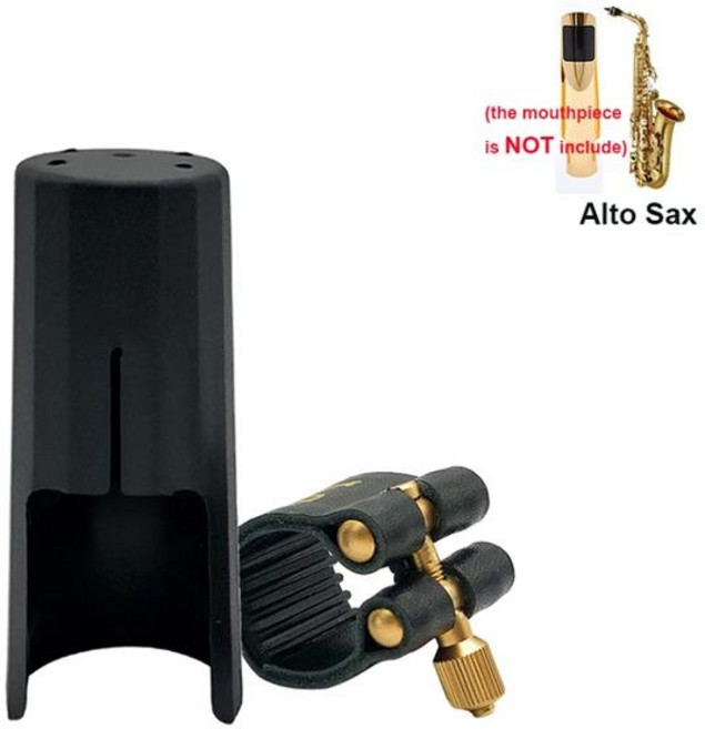 색소폰리드 정품 가죽 색소폰 금속 마우스 피스 리가쳐 리드 클립 캡 알토 테너 소프라노 팝 재즈, 1개