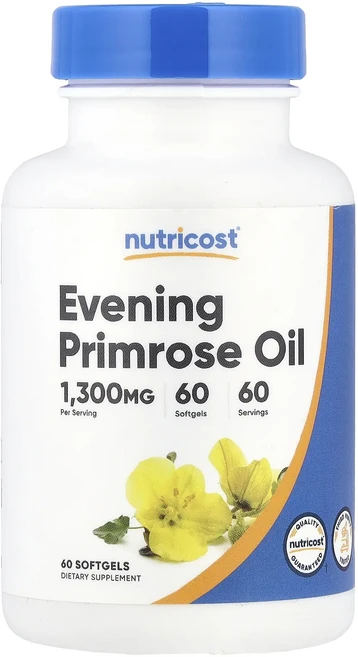 Nutricost 달맞이꽃 오일 1300mg 소프트젤 60정, Nutricost달맞이꽃오일1300mg소프트젤60정, 1개 - 쿠팡