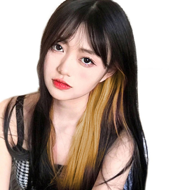 가발위드 단색 컬러피스 스트레이트 붙임머리 5.5cm 4p, 13.라이트옐로우, 4개