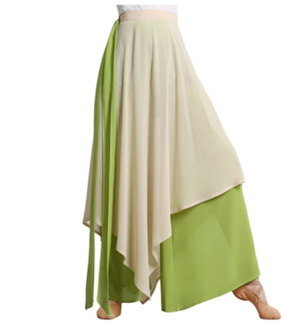 쌍천 현대무용 한국무용 치마 바지 입시 연습용 바지 쉬폰 치마바지 연습복, 문 화이트