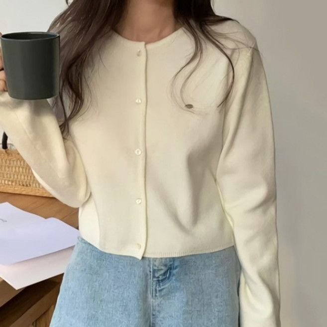 [디작소] 여성 봄 데일리 누이로 와펜 크롭 가디건