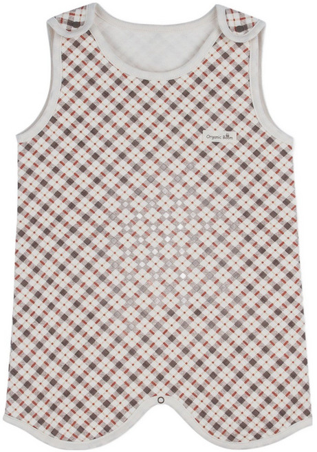 오가닉붐 곰가족 삼중지 보온 수면 조끼 체크