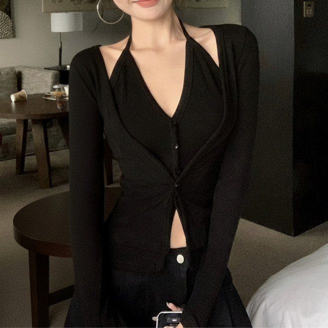 유니크코코 간절기 이중 슬림 봄 가디건 여성 5837