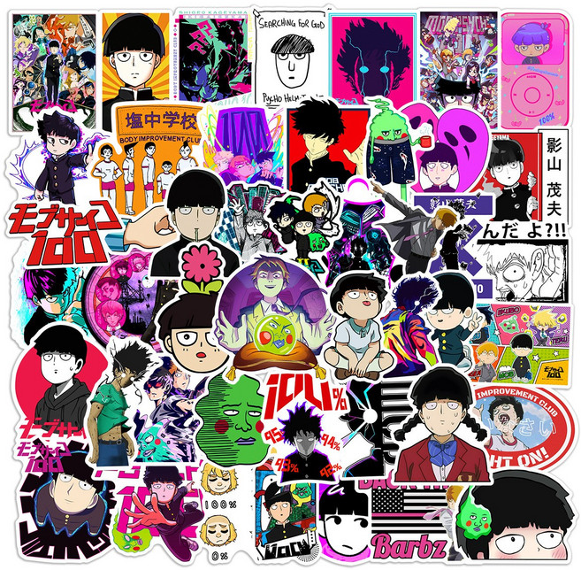 모브 사이코 100 스티커 50매 세트 카게야마 시게오 에쿠보 레이겐 굿즈 다꾸 스티커, 1개
