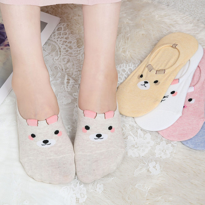 발장난양말 여성 입체귀요미 페이크삭스 10켤레 안벗겨지는 덧신 양말 국산 면 여름 실리콘덧신