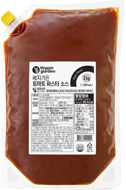 베지가든 토마토 파스타 소스 2kg (식물성), 1개