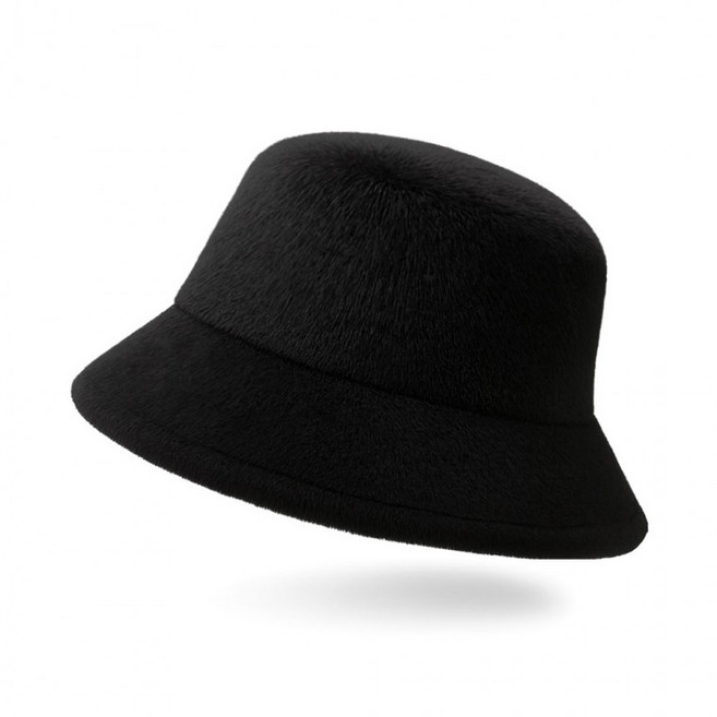일본 직수입 퍼 버킷햇(블랙)