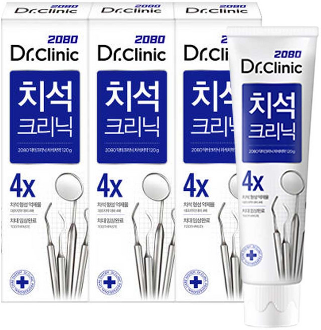 2080 닥터크리닉 치석치약 120gx3입, 120g, 3개