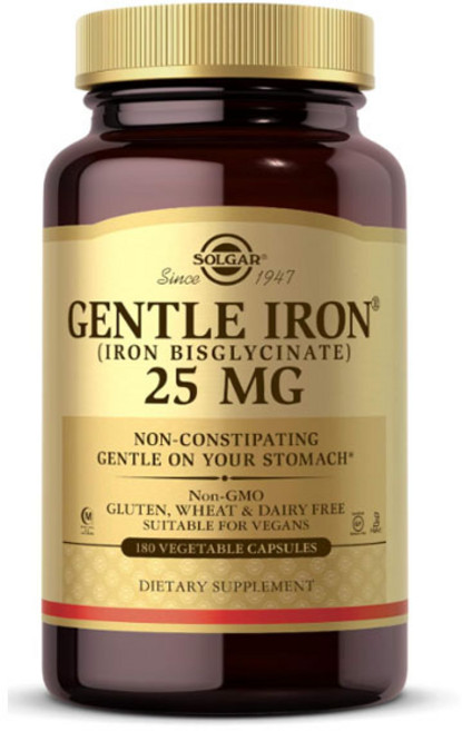 [정품 미국 배송] 솔가 젠틀 아이언 180정 (베지캡슐) Solgar Gentle Iron 25mg 180Vcaps, 1세트