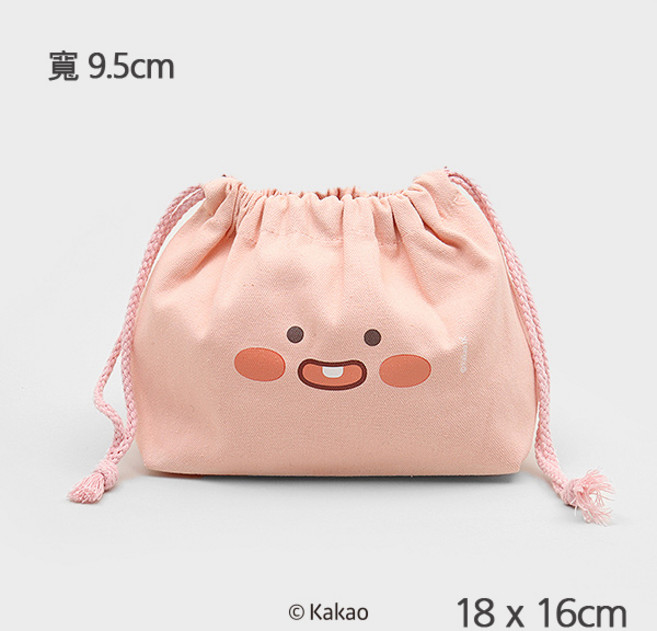 Daiso 韓國大創 Kakao Friends 萊恩 屁桃 可愛造型 多功能收納 浴室用品, 1個, 束口袋 屁桃, 粉紅色