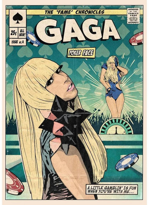 유명한 레이디 가가 빈티지 만화 팝 음악 앨범 표지 포스터 인쇄 벽 아트 그림 캔버스 회화 룸 홈 장식 선물, B. 30X42cm Unframed, 13. 14, 1개