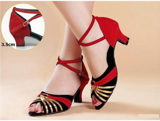 Mingpeng 여성 댄스화 라틴 슈즈 모던댄스 사교 화려한 낮은 굽 스포츠 연습용 무용화