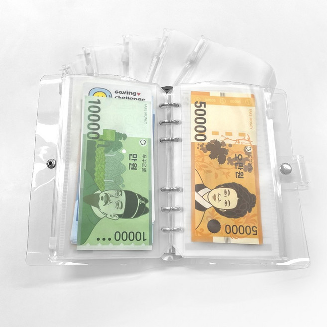푸꾸푸꾸 현금바인더 저축 다이어리 A6 지퍼백 5P 세트, A6+지퍼백5P