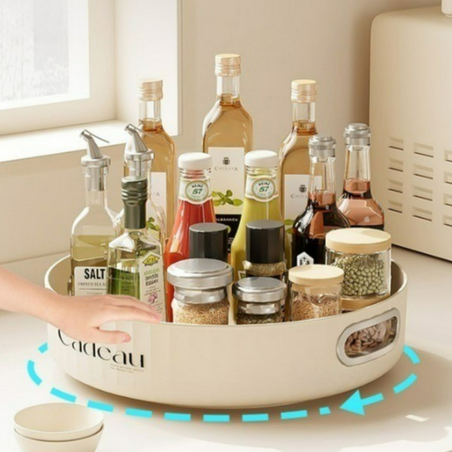 밍프 다용도 회전 선반 트레이 논슬립, 화이트, 1개