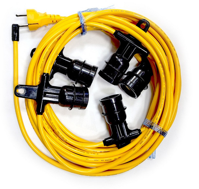 오징어등 10M 30M 전등선 야외조명 작업등 스트링라이트 행사 비닐하우스, 선택)30M 10소켓 노랑, 1개