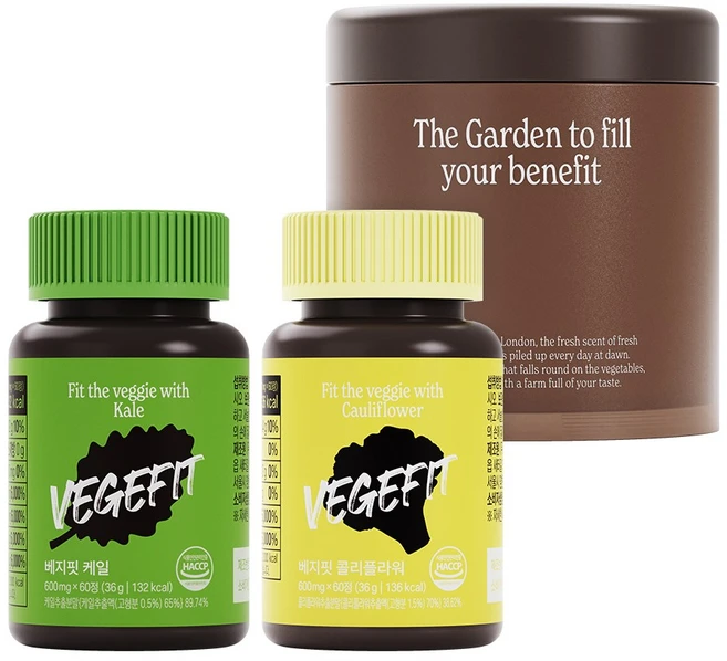 베지핏 케일 콜리플라워 4분할통 상쾌한 모닝 팩, 2세트, 36g - 쿠팡