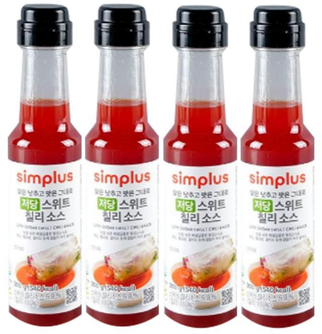 당을 확낮춘 저당 스위트칠리 소스, 4개, 300g