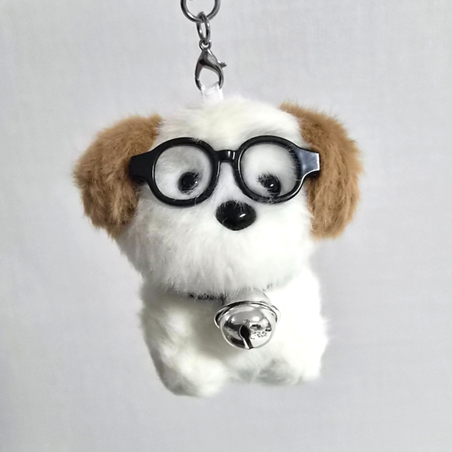 Fasol 안경 강아지 인형 키링, 믹스, 1개