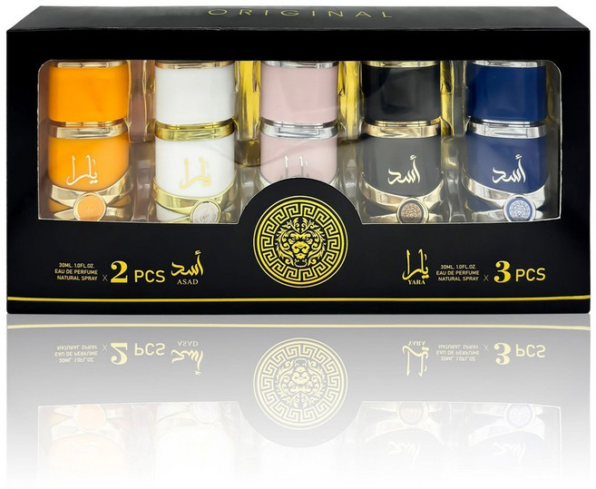 30ML 5개입 라타파 휴대용 바디 아랍 남녀 드 오 지속적인 야라 향수 세트 스프레이 아사드 향기 퍼퓸 페로몬, 5pcs 30ml