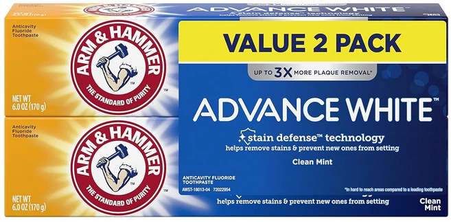 Arm & Hammer 어드밴스 화이트 익스트림 화이트닝 얼룩 방어 프레시 민트 6온스 트윈 팩포장은 다를 수 있음 - 쿠팡